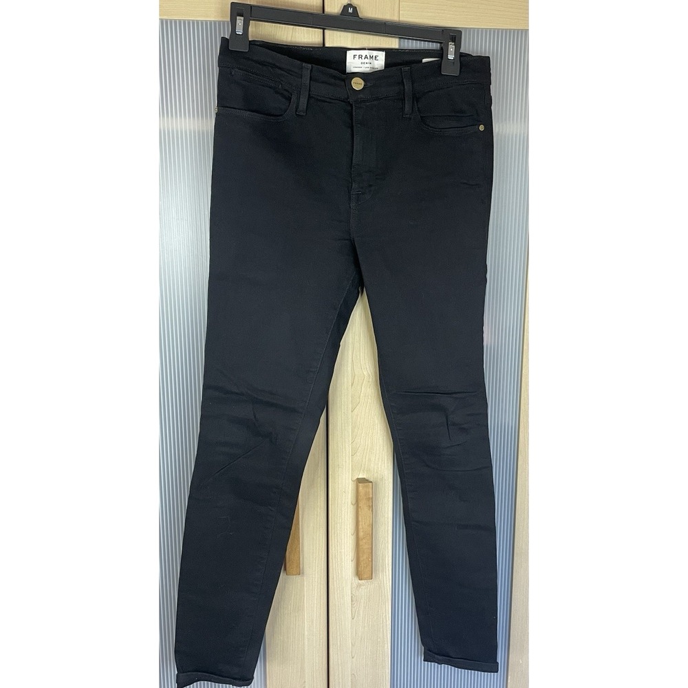 Frame Le High Skinny Crop Denim Dark Wash Black Jeans sz 27 Goth Grunge Casual